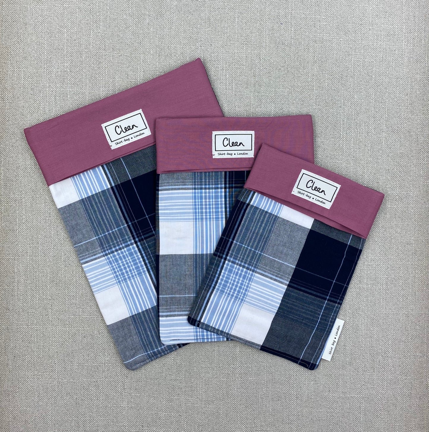 Black, blue & white check with damson top