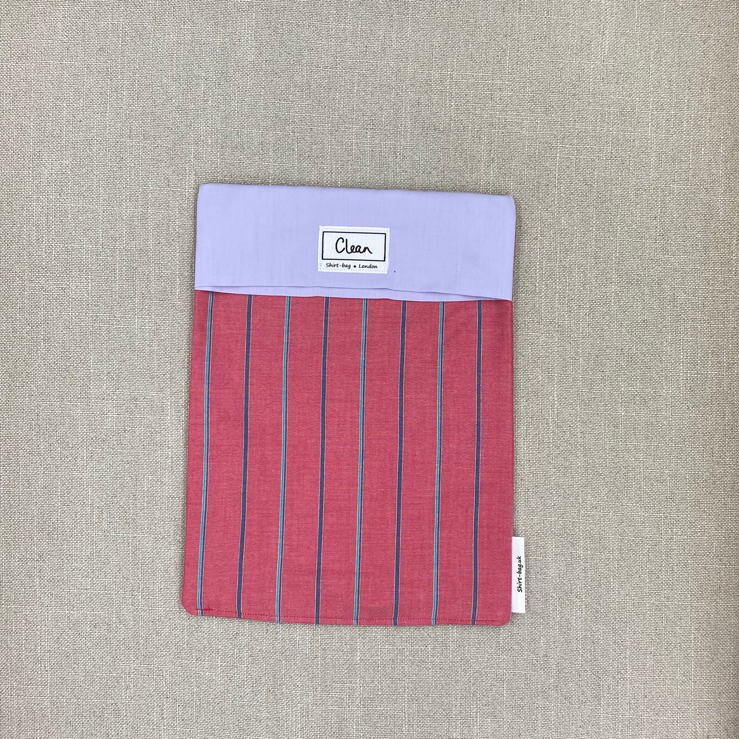 Blue & turquoise stripes on pink with lilac top - large