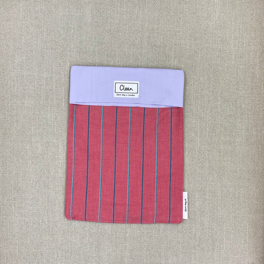 Blue & turquoise stripes on pink with lilac top - large