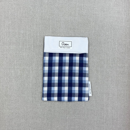 Blue & white check with white top - small