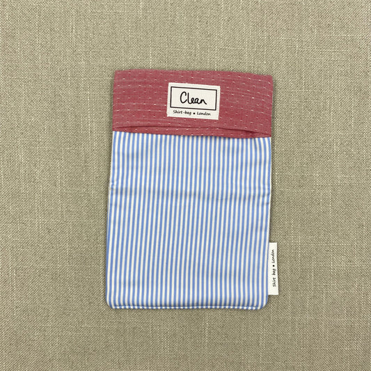 Blue & white stripe with red flecked top - small