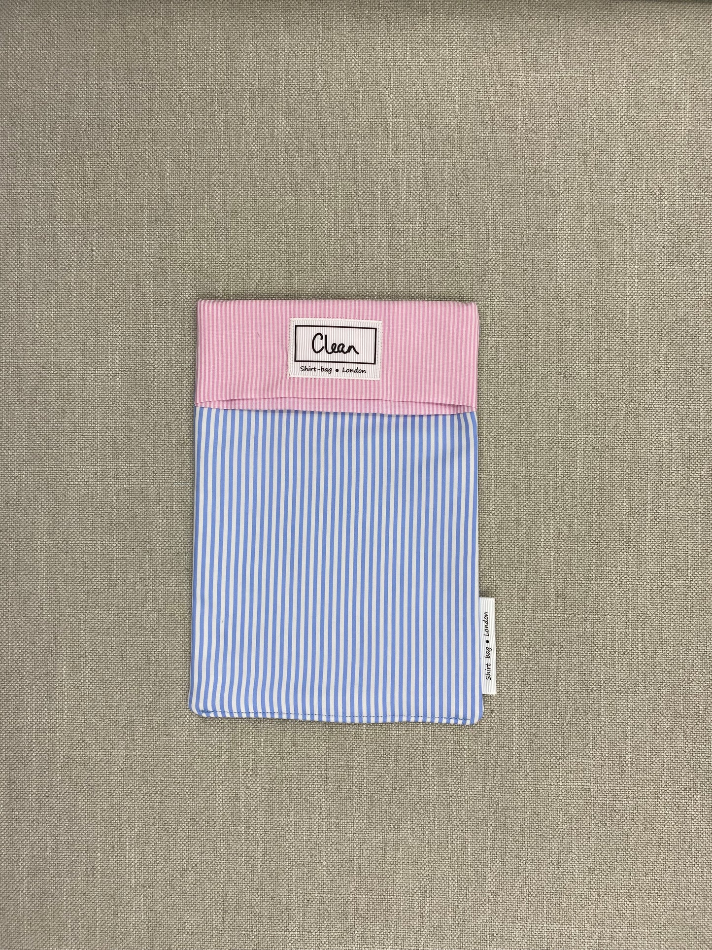 Blue & white stripe with pink stripe top - small