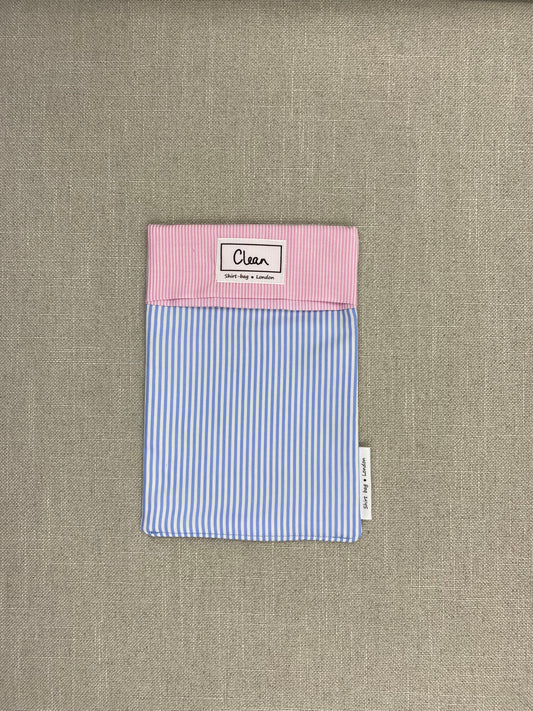 Blue & white stripe with pink stripe top - small