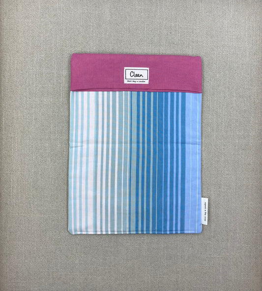 Blue & white vertical stripes with pink top - X large