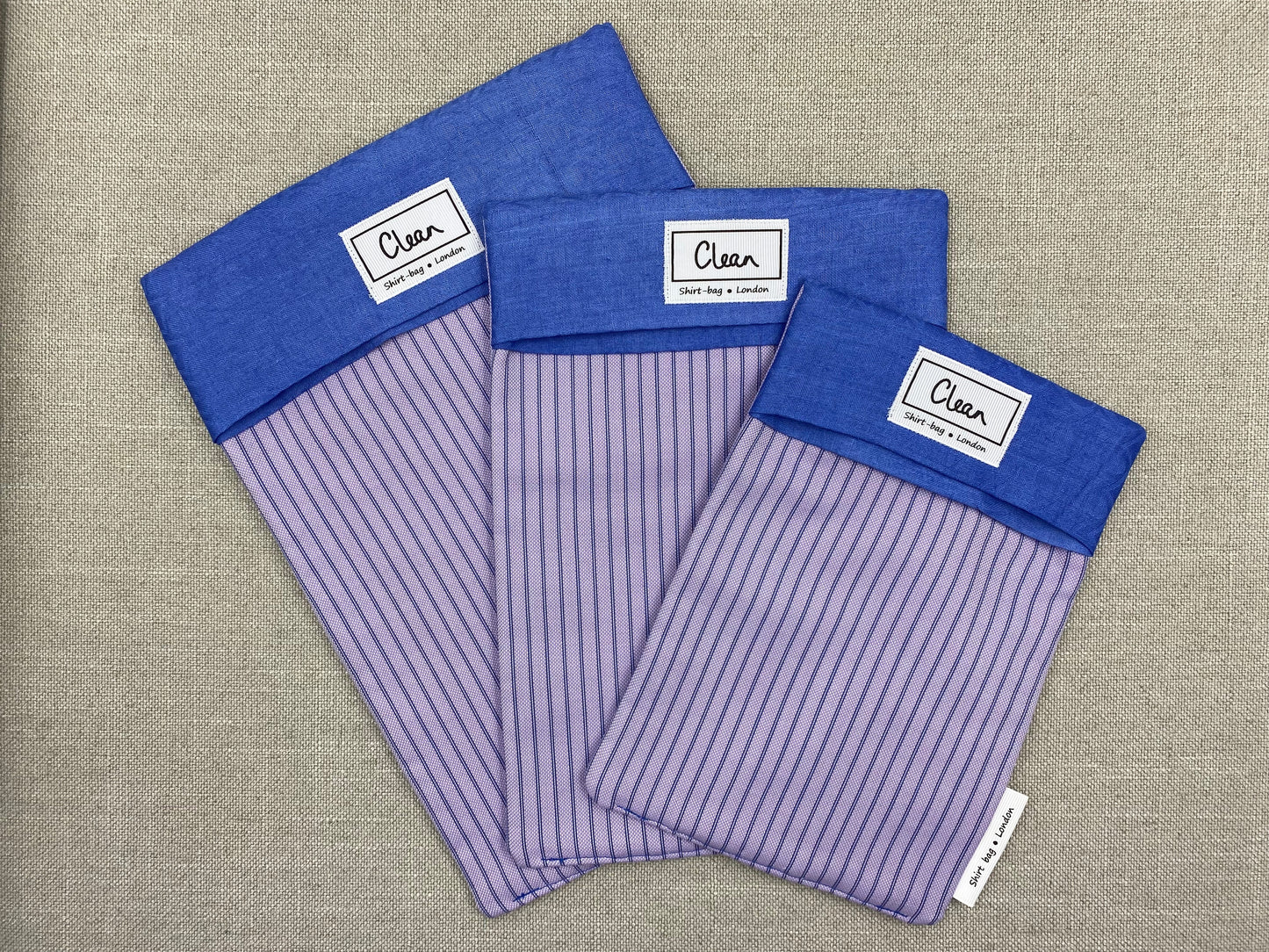 Blue stripe on lilac with blue top