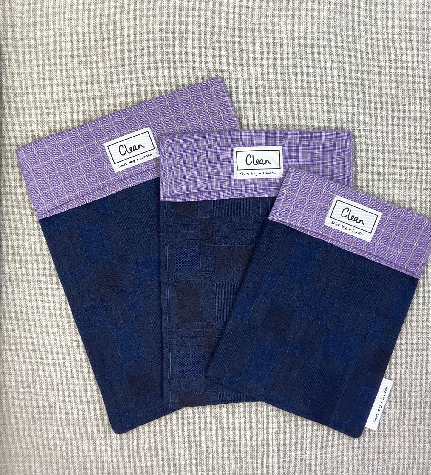 Blue with purple check top