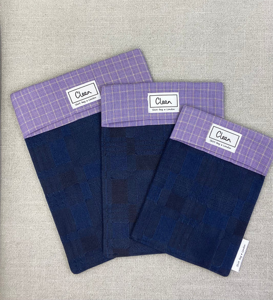 Blue with purple check top