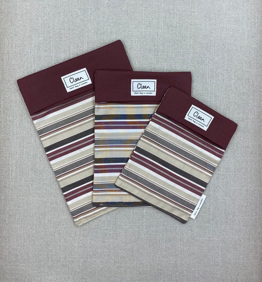 Brown, beige & white stripes horizontal with brown top