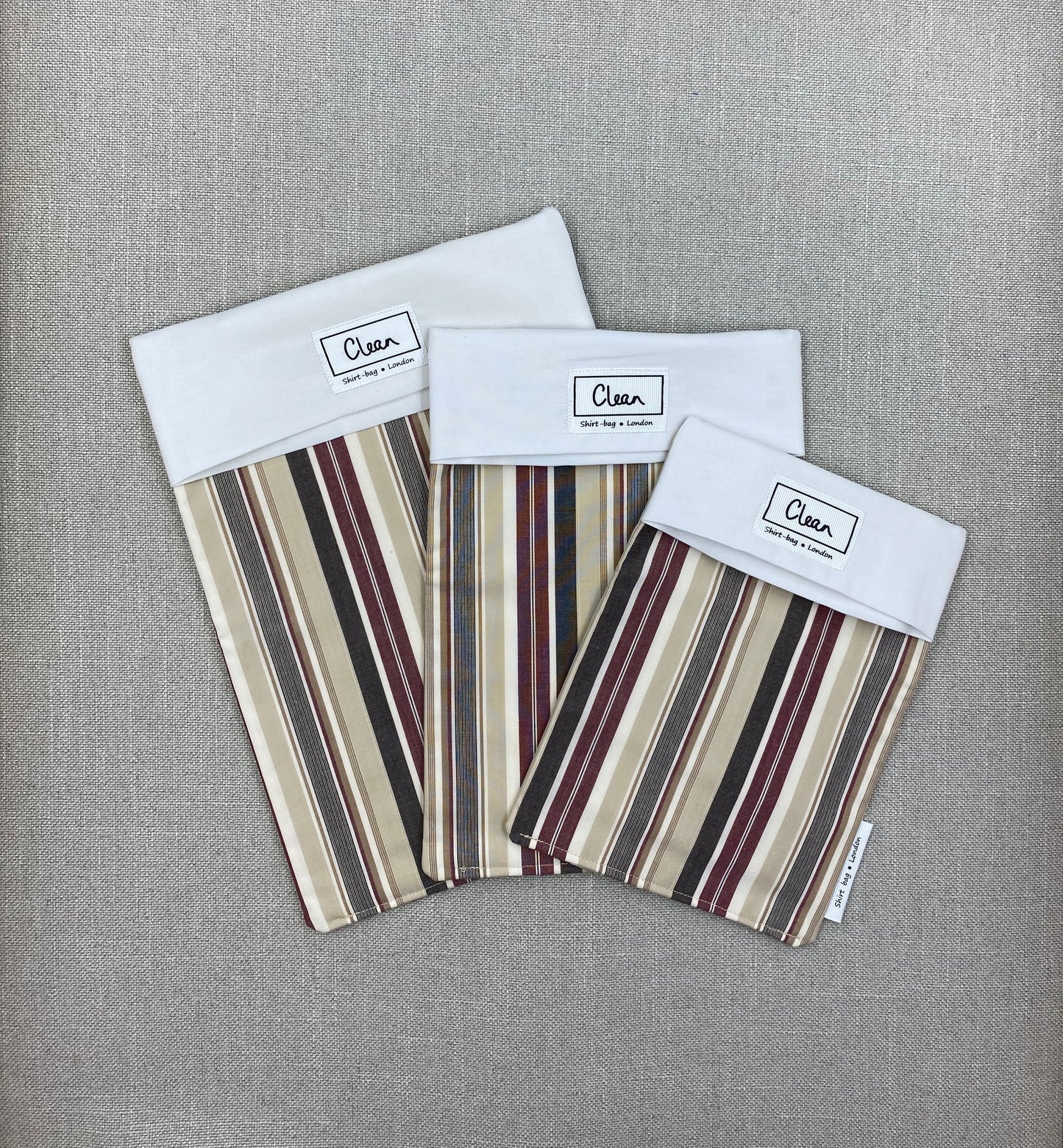 Brown, beige & white stripes vertical with cream top