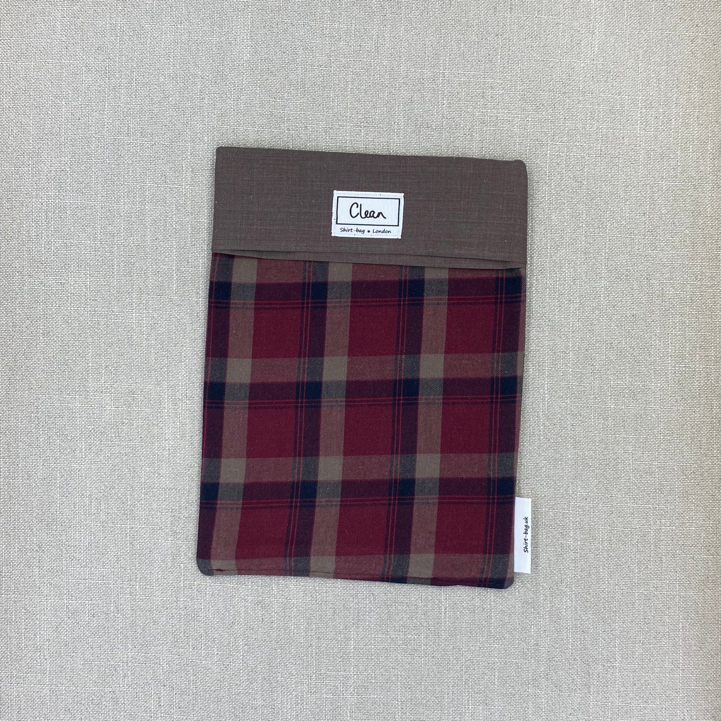 Brown, black & red tartan with brown top - large