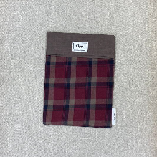 Brown, black & red tartan with brown top - large