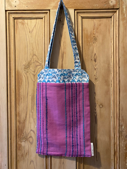 Butterfly cuff with pink & blue stripe