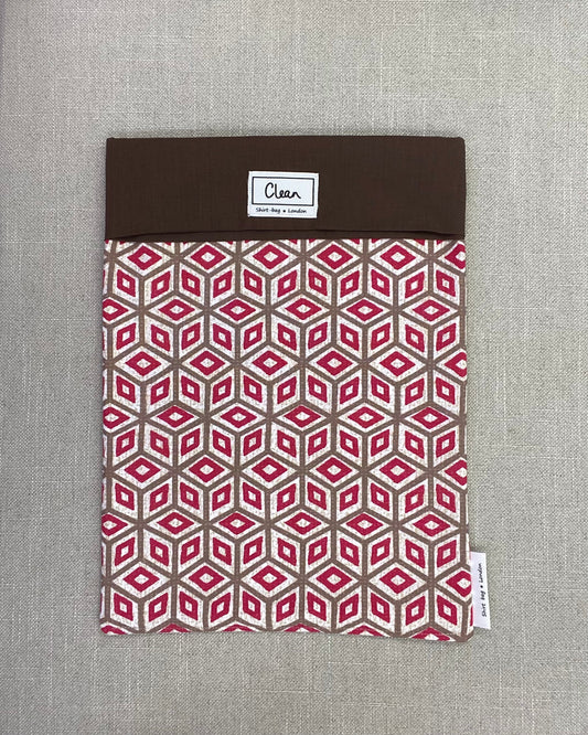 Cerise & beige diamonds with brown top 2 - X large