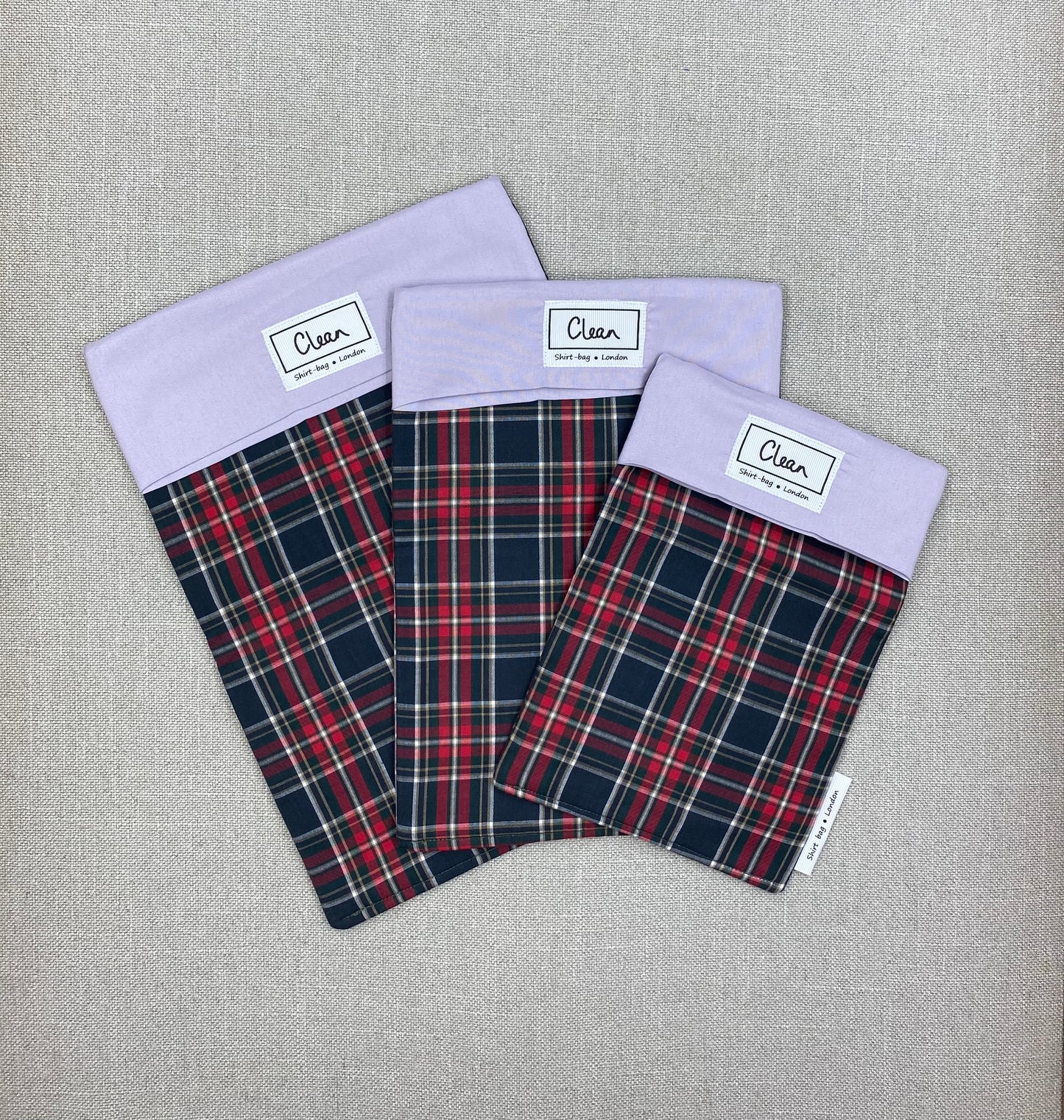 Green & red tartan with lilac top