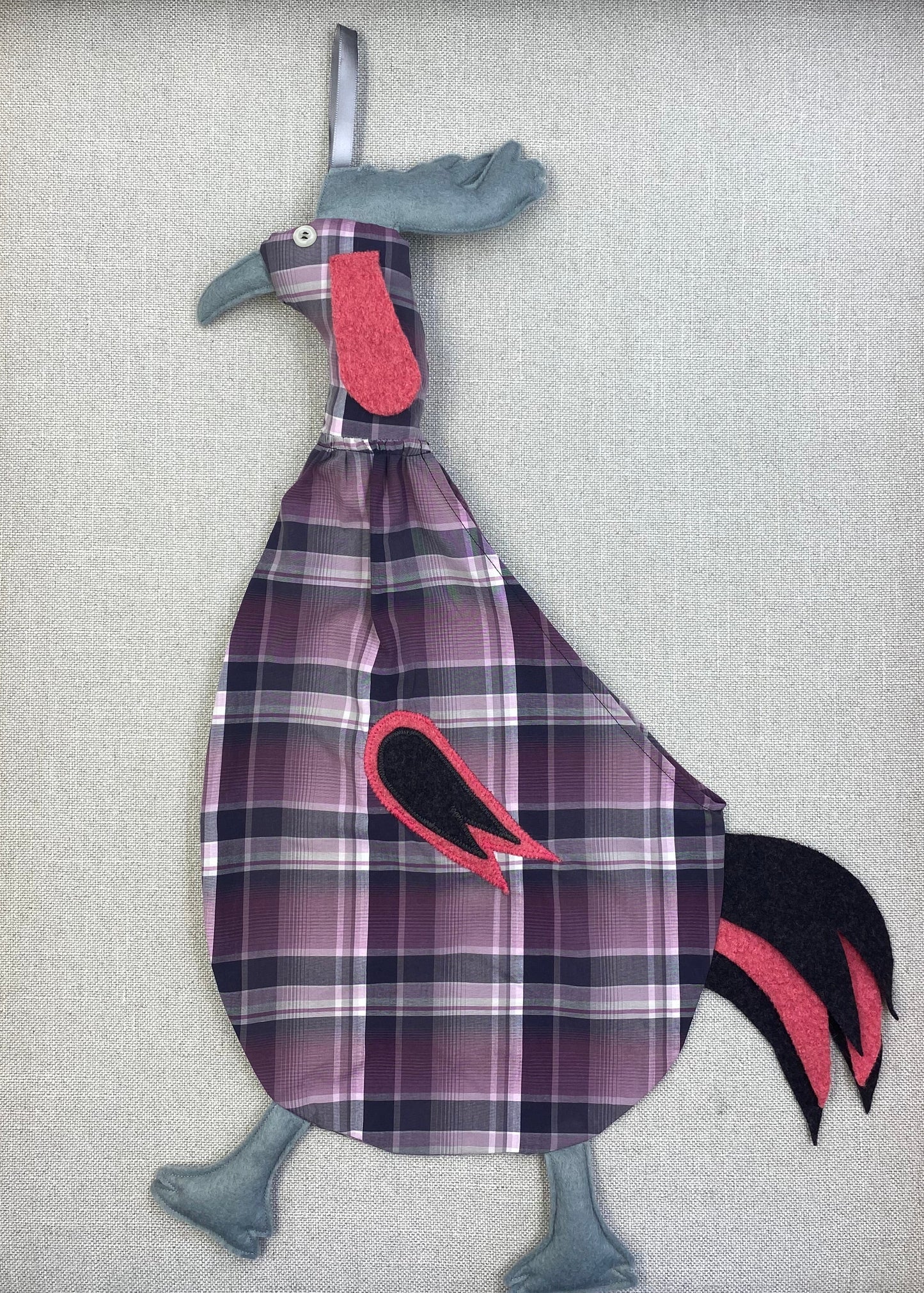 Grey & purple tartan with black, pink & grey
