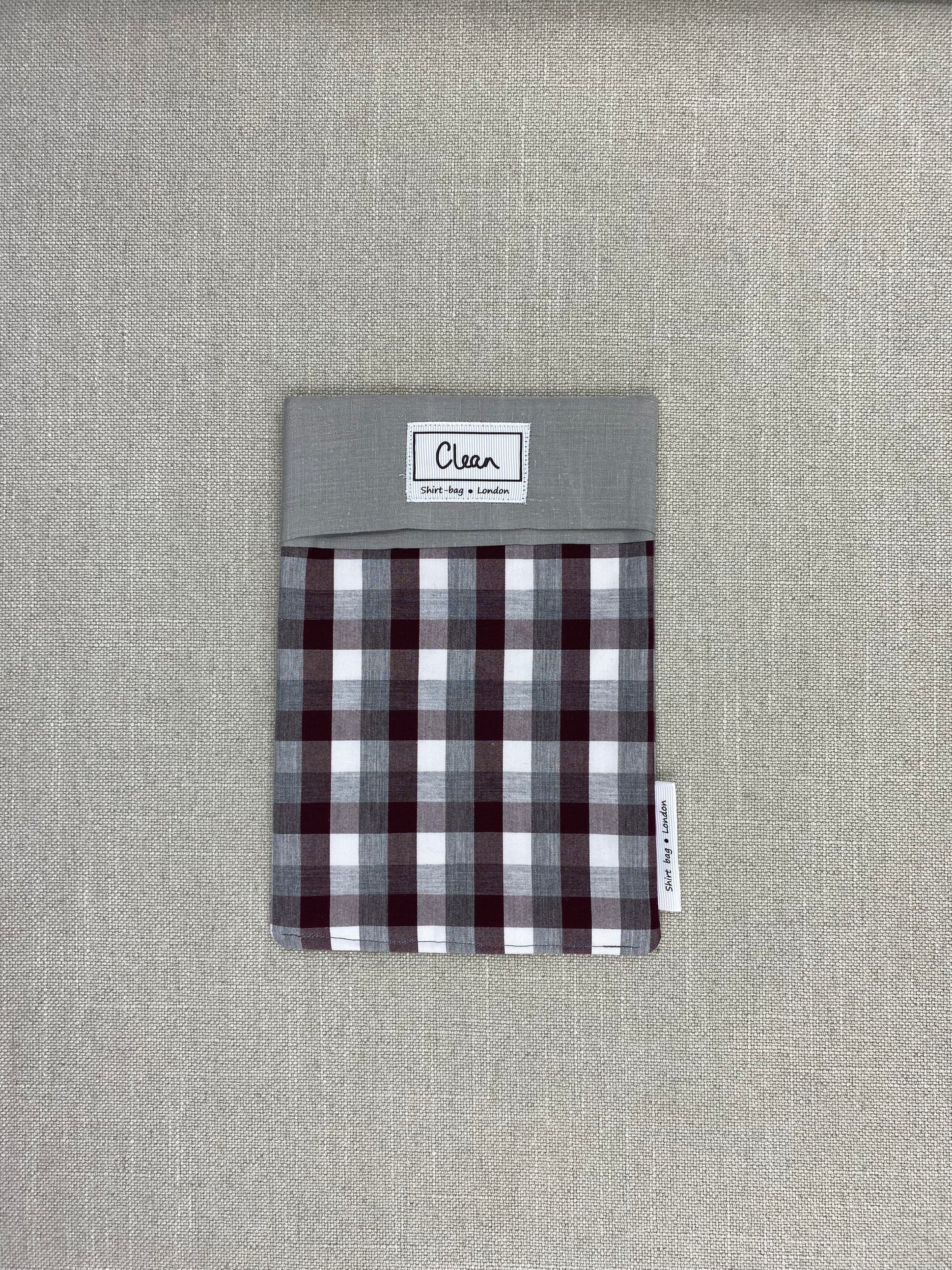 Grey, maroon & white check with grey top - small