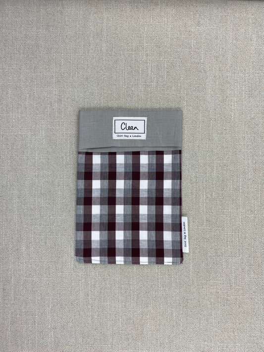 Grey, maroon & white check with grey top - small