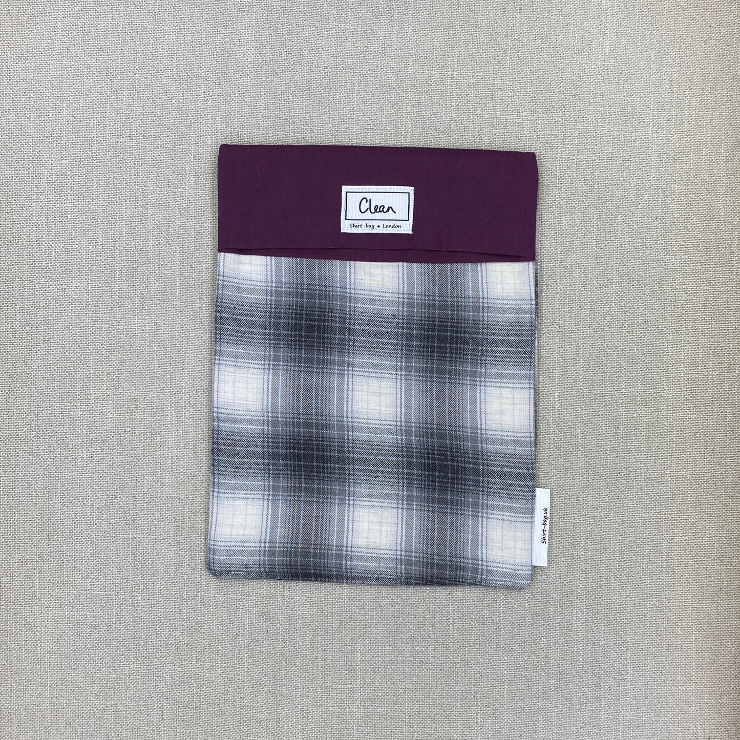 Grey & whtie check with purple top - large