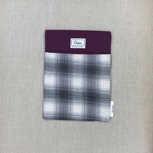 Grey & whtie check with purple top - large