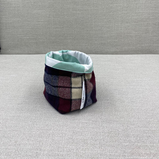 Storage bag - Maroom & blue tartan with green & white  - small
