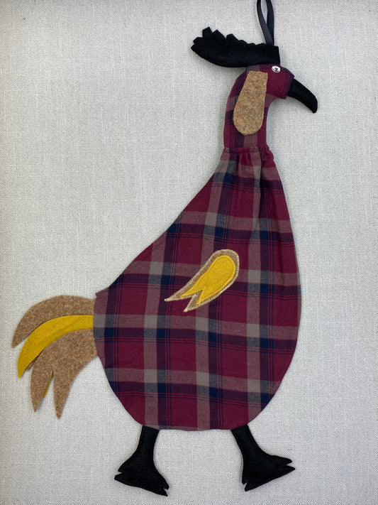 Maroon, black & beige tartan with black, yellow & beige