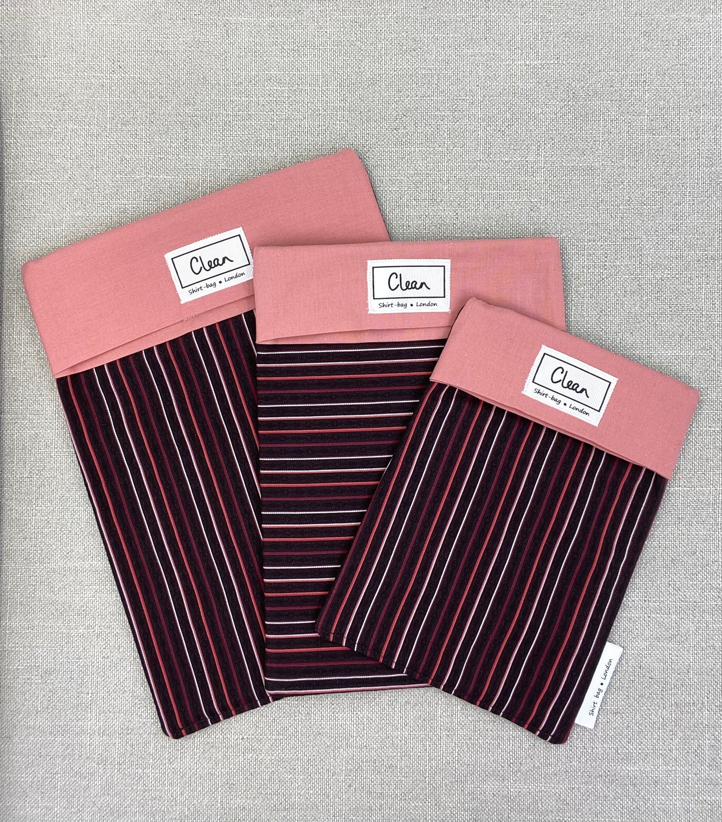 Maroon & cream vertical stripe on black with salmon top