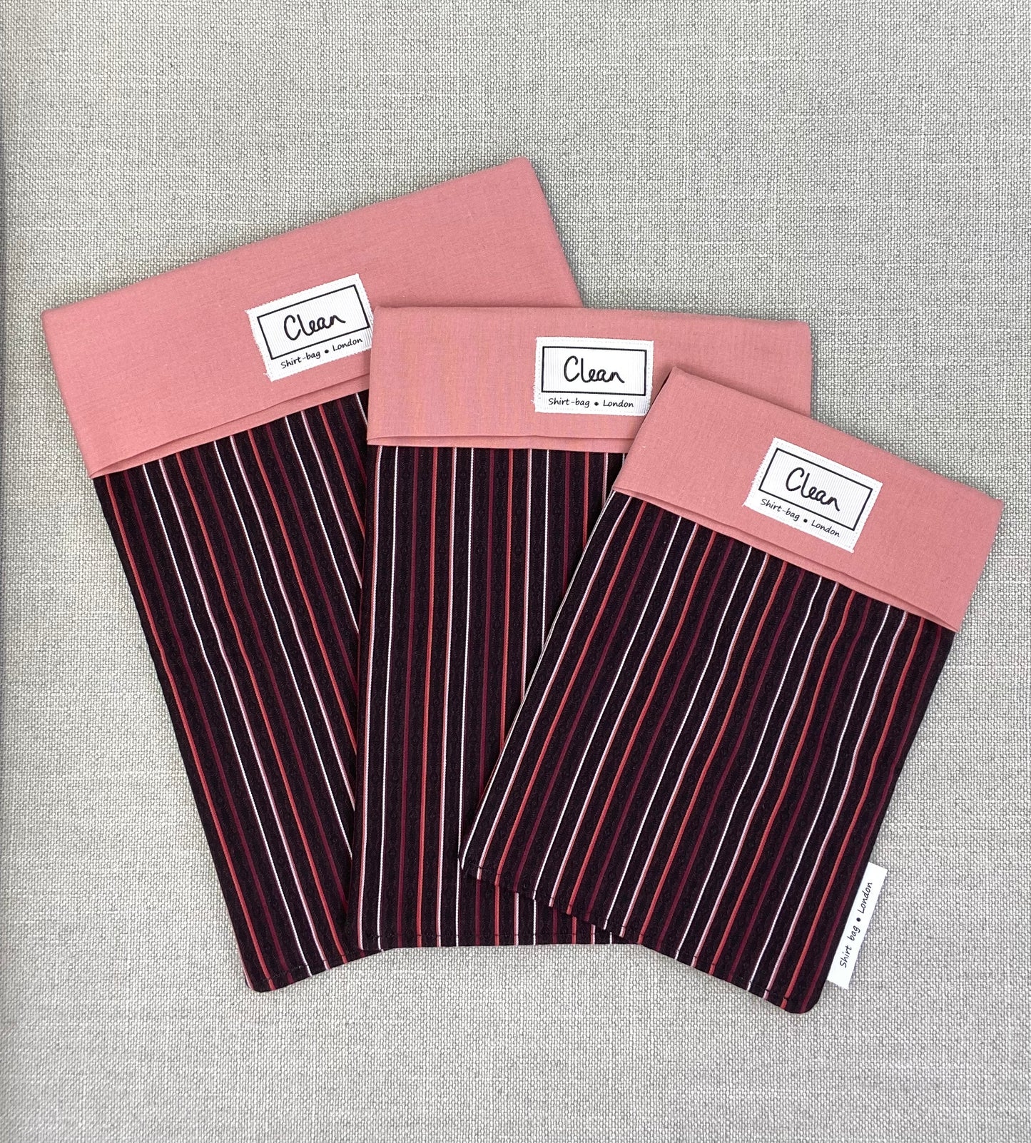 Maroon & cream stripe on black with salmon top