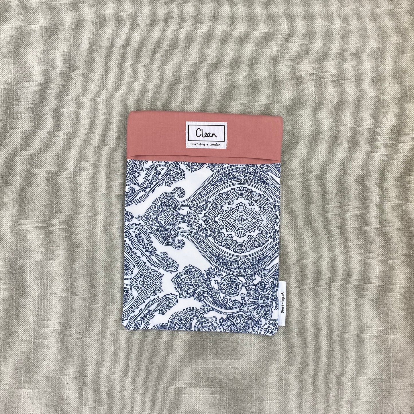 Navy paisley on white with salmon top - medium
