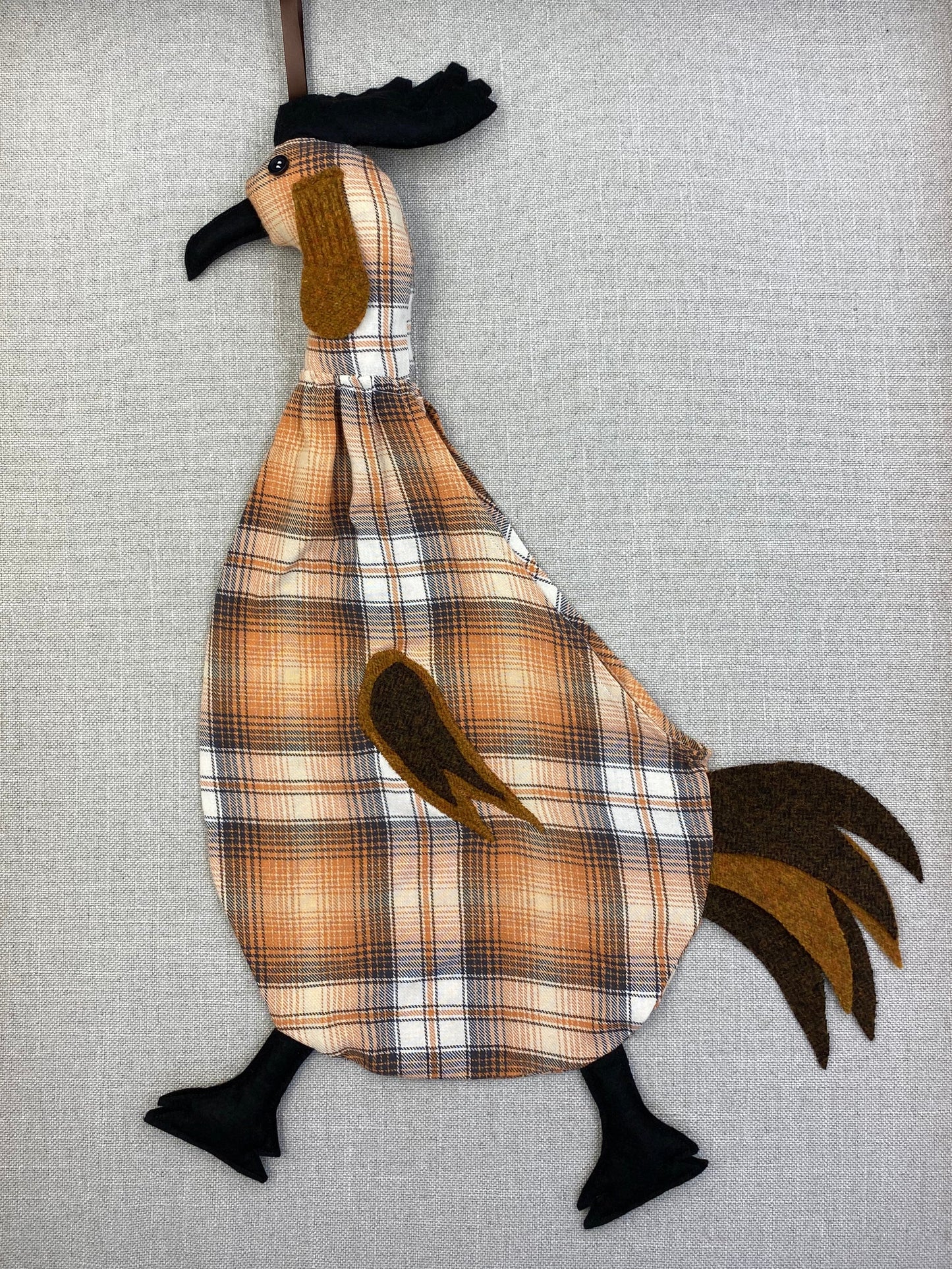 Orange & black tartan with black, gold & brown