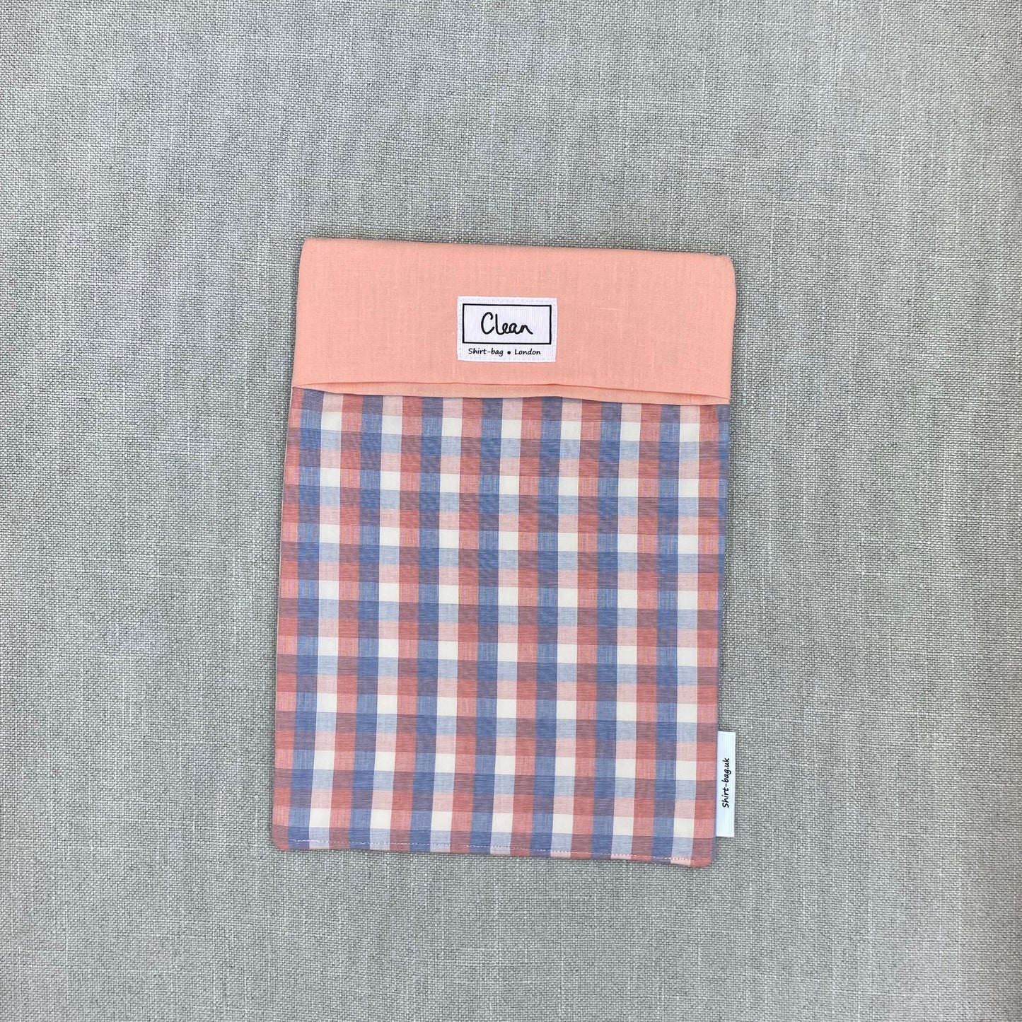 Orange, blue & cream check with peach top - large