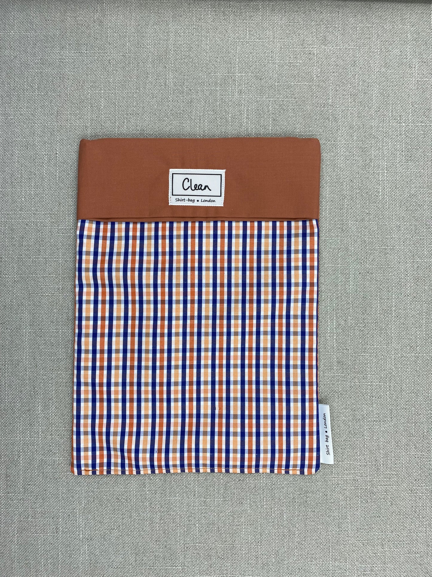 Orange, blue & white check with terracotta top - large