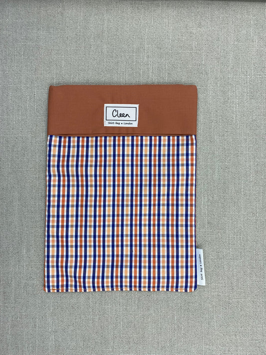 Orange, blue & white check with terracotta top - large