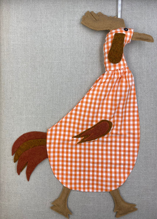 Orange & white check with beige, gold & orange