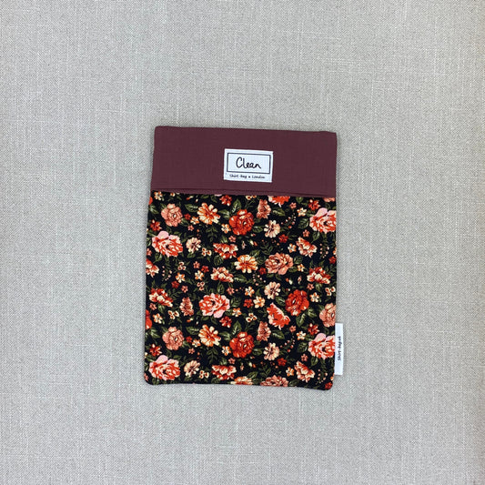 Orange flowers on black with brown top - medium