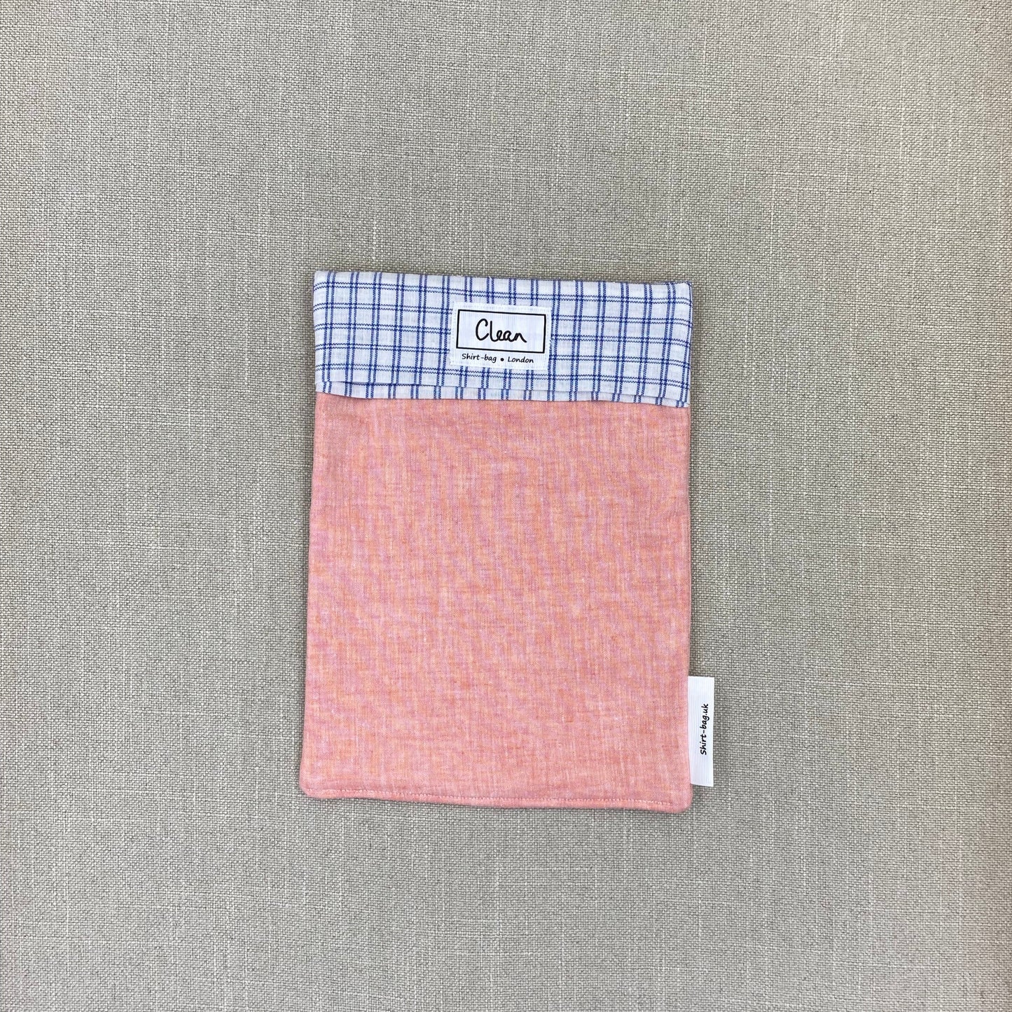 Pale orange with blue & white check top - medium
