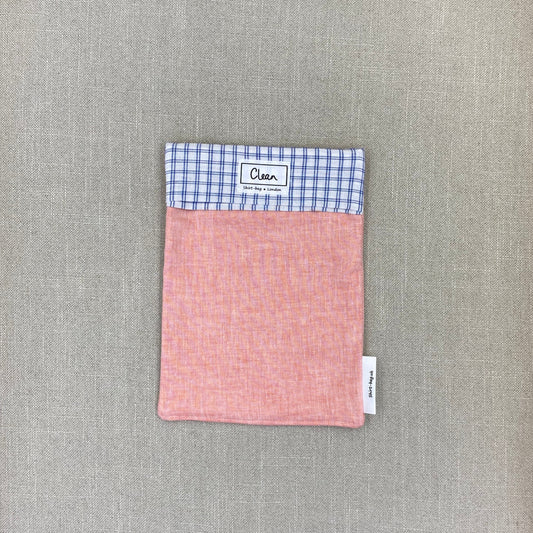 Pale orange with blue & white check top - medium