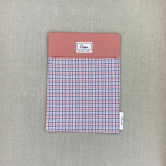 Peach, black & blue check on white with salmon top - large