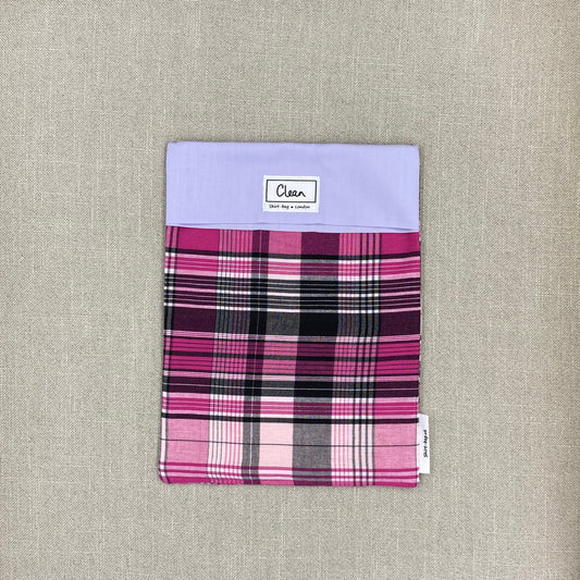 Pink & black tartan with lilac top - large