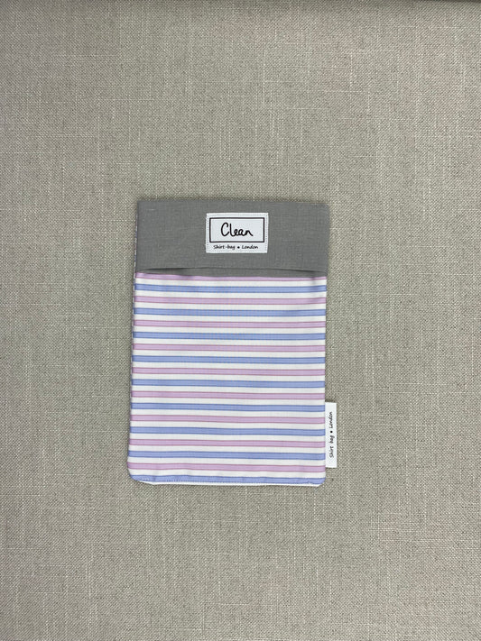 Pink, blue & white stripes with grey top - small
