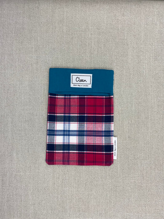 Pink & blue check with teal top - small