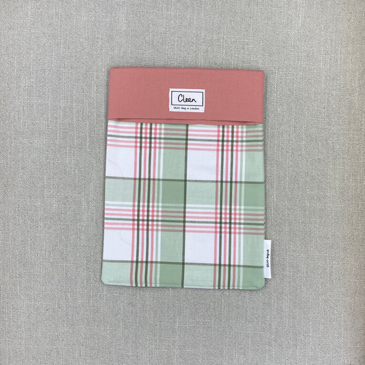 Pink & green tartan on  white with salmon top - large