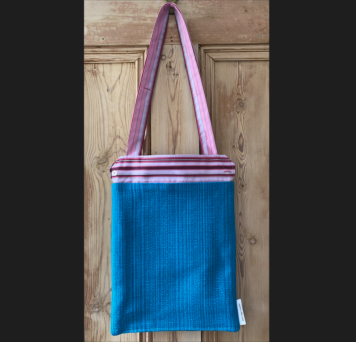 Pink & red stripe cuff with turquoise