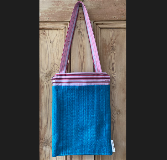 Pink & red stripe cuff with turquoise