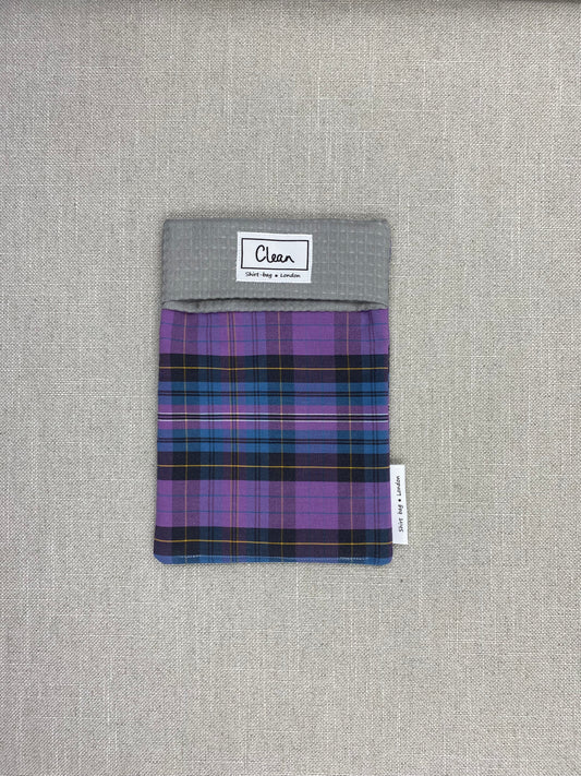 Purple, black & blue check with grey waffle top - small
