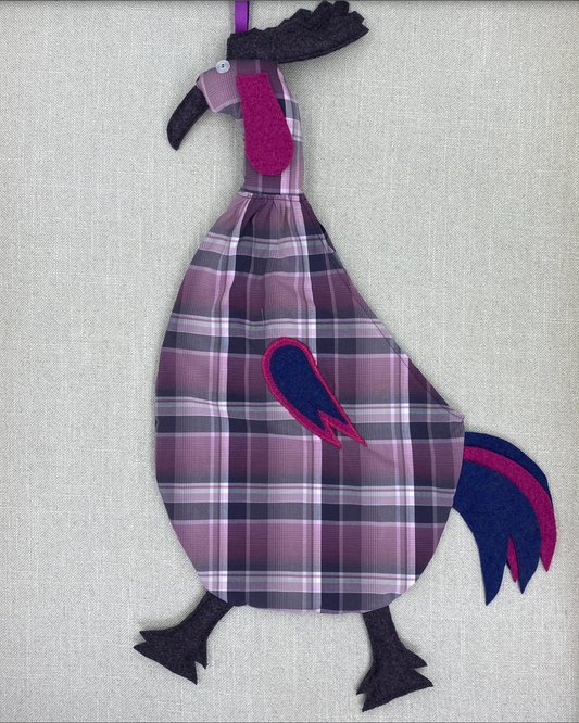 Purple & grey tartan with grey, pink & blue