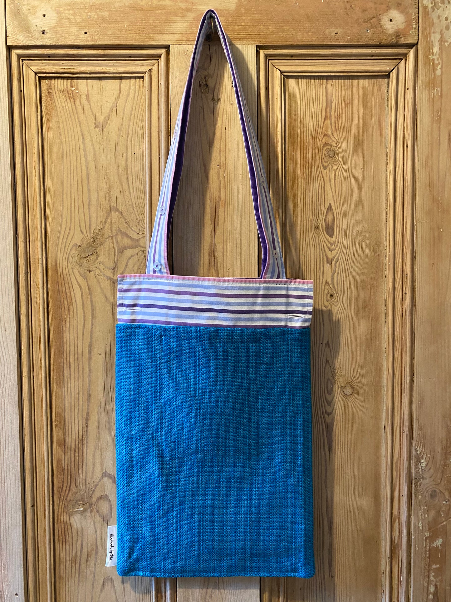 Purple, pink, blue & white stripe cuff with blue