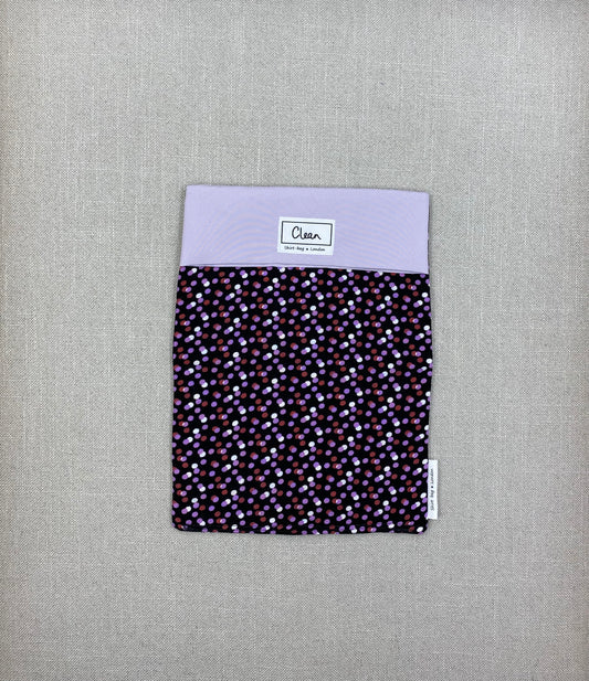 Purple & white spots on black with lilac top - large