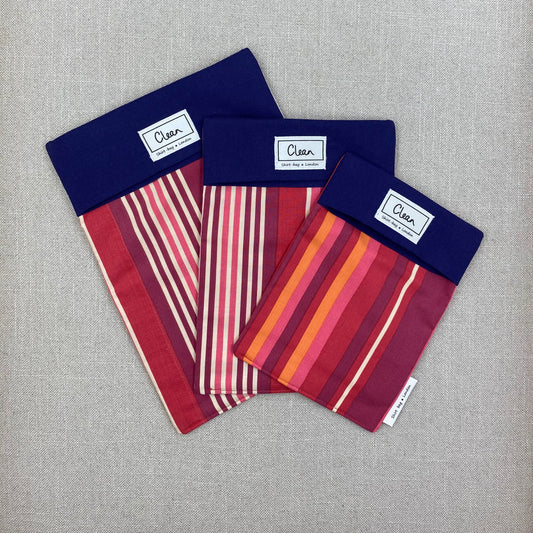 Rec, orange & cream stripe vertical with navy top