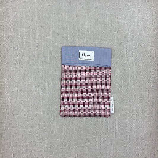 Red & black spots on white with blue stripe top - small