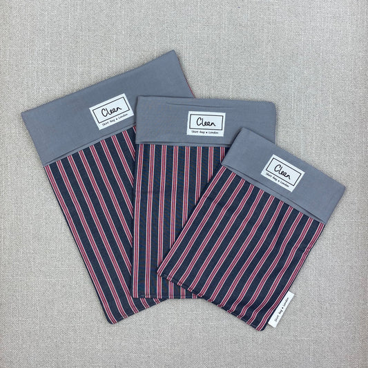 Red & grey stripe with grey top